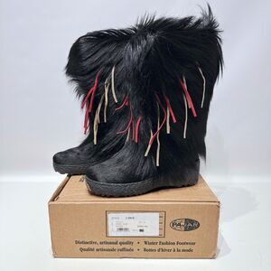 NWB Pajar Italy Cher Black Goat Hair Wool Lined Winter Boots ~ Women 8.5 (39EU)